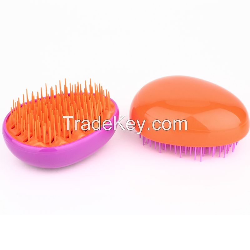 Candy Color Mini Detangling Hairbrush Tangle free Plastic Egg Shape Compact Hair Brush