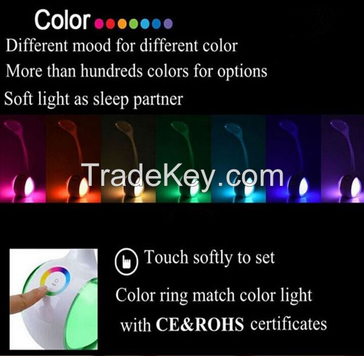 Led seven touch colorful eye protection table lamp