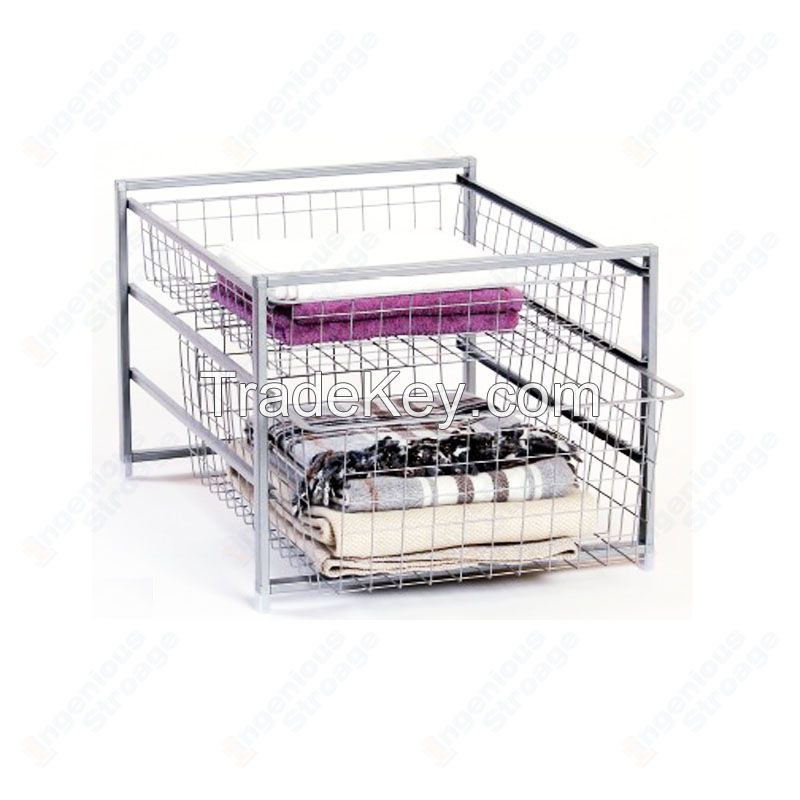 Wire basket drawer organizer