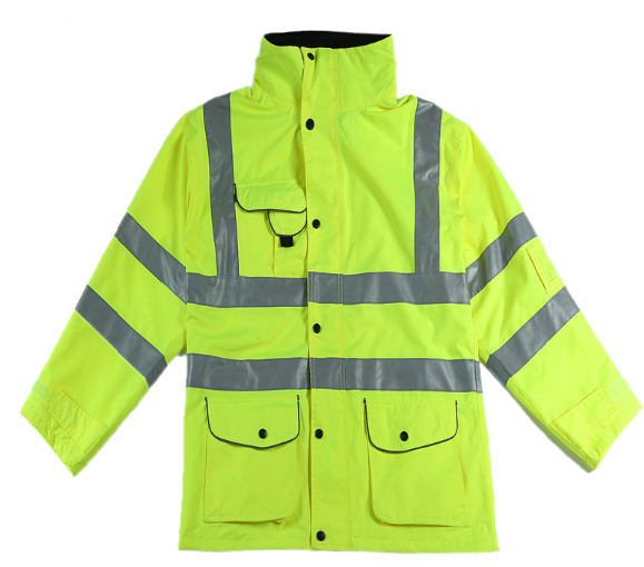 High visible waterproof workwear safety jacket with hood