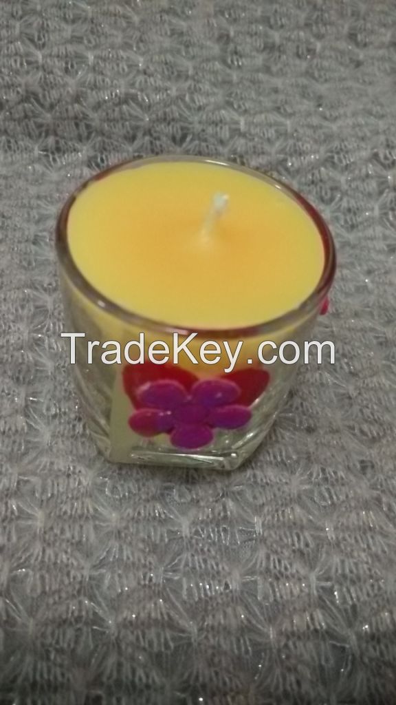 GL-0001 Yellow Peach scented candles in mini glass