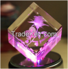 Crystal block and cube with 3d laser for decoration and gift