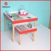 Round wooden tempered glass table