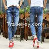 nine points jeans men's jeans korean version of the hole in pants straight jeans