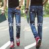 nine points jeans men's jeans korean version of the hole in pants straight jeans