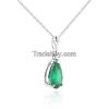 9ct White Gold Belle Necklace with 1.0ct Emerald Pendant