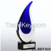 Blue Teardrop Art Glass Trophy 