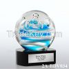 Blue Teardrop Art Glass Trophy 