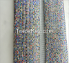 White golden-bottom aluminum rhinestone mesh cloth