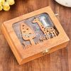 Antique carving wooden hand crank custom music box for HongKong brand