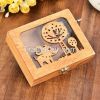 Antique carving wooden hand crank custom music box for HongKong brand