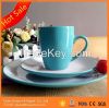 Customize ceramic dinnerware set, blue color tableware, white blue dinn