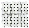 Carrara Venato Basketweave Mosaic Tile (1x2\")