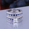 925 Silver Ring Set with sapphire stones for women and men gift rings