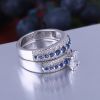 925 Silver Ring Set with sapphire stones for women and men gift rings