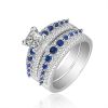 925 Silver Ring Set with sapphire stones for women and men gift rings