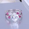 925 Silver Sterling Engagement and wedding heart shape Ring Set for Women