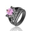 925 Silver Sterling Black rhodium plated Ring Set prong setting