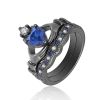 925 Silver Sterling  women rings with sapphire stone prong setting