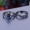 925 Silver Sterling  women rings with sapphire stone prong setting