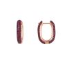 hot sale earrings with full pave red ruby CZ and rose gold plating