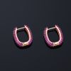 hot sale earrings with full pave red ruby CZ and rose gold plating
