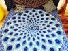 PEACOCK FEATHER BLUE MANDALA BEDSPREAD WALL HANGIN