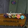 2016 Factory wholesale high quality rose shape decorative stick pin custom lapel pin fabric flower brooch pin for suits/dress