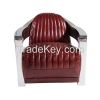 Aviator Aluminum Arm Spitfire Leather Cushion Club Armchair