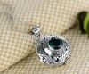 Exquisite gawu box inlaid green crystal S925 sterling silver pendant