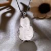 Charming fox white crystal antique S925 sterling silver pendant