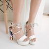 Plus Size European Color Pattern Block Heels Sandals