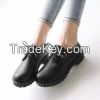 Cheapest Shoes 2016 Spring Hot Wholesale PU Leather Round Toe Women Casual Flat Shoes Ladies Lacing Loafers Black