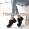 Cheapest Shoes 2016 Spring Hot Wholesale PU Leather Round Toe Women Casual Flat Shoes Ladies Lacing Loafers Black