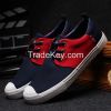 LEYO summer man shoes black or navy color block twill casual shoes fashion lace-up sneaker