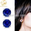 Blue Sapphire Cubic Zircon Stud Earrings For Daily Wear