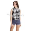 2015 Wholan hot sale Simple Quick Dry Sleeveless Check Polo Shirt For