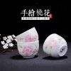 High Quality Hand Painted Peach Blossom Floral White Porcelain Tea Set 8pcs