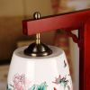 Vintage Lantern Shaped Famille Rose Porcelain Lamp With Wooden Frame