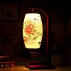 Vintage Lantern Shaped Famille Rose Porcelain Lamp With Wooden Frame