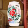 Vintage Lantern Shaped Famille Rose Porcelain Lamp With Wooden Frame