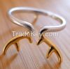 hot item!! Sterling Silver 925 Ring, double color, reindeer horn open ended ring, modern and fashion, quite good quality