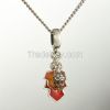 925 Sterling Silver Maple Pendant Design With Brown Stone For Necklace Bracelet