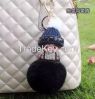 2016 new Monchichi keychain 8cm real rabbit fur pom pom Crystal Monchi