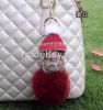 2016 new Monchichi keychain 8cm real rabbit fur pom pom Crystal Monchi