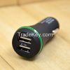 2016 quick charging OEM LOGO DC 5V dual ports ABS&Rubber oil cover USB car chargers