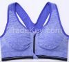 Space dyed zip front seamless wireless high impact support  padded sports bra
