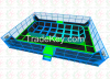 small rectangle trampoline park with slam dunk rebounder trampoline