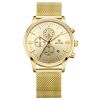 MEGIR Swiss Quartz movement strap watch 2011Gold waterproof steel wrist watch