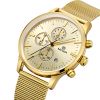 MEGIR Swiss Quartz movement strap watch 2011Gold waterproof steel wrist watch